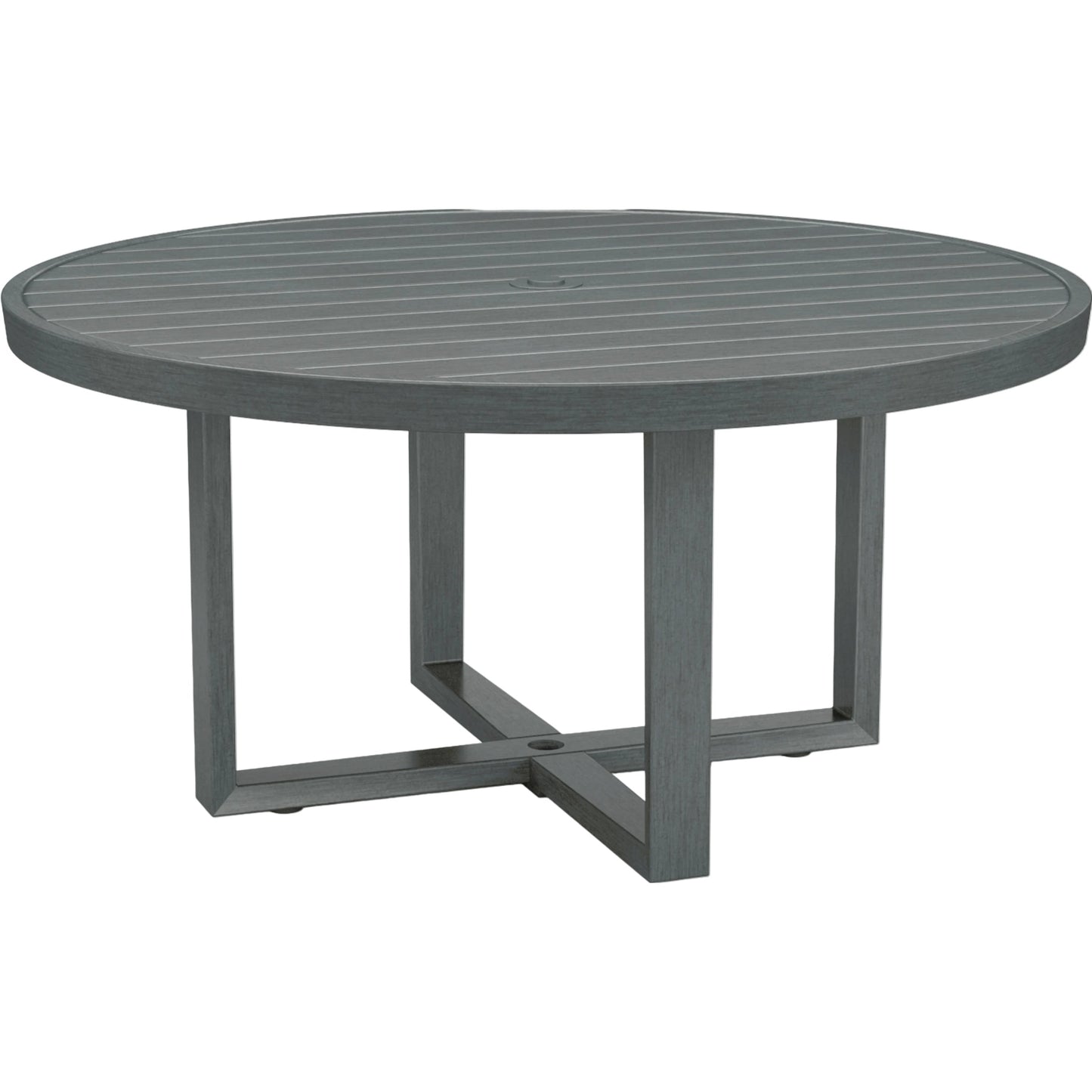 001 SI-2166989 | Primary Silo | Redondo Outdoor 60" Round Dining Table by Sunset West in slate. Made from aluminum in a modern style.