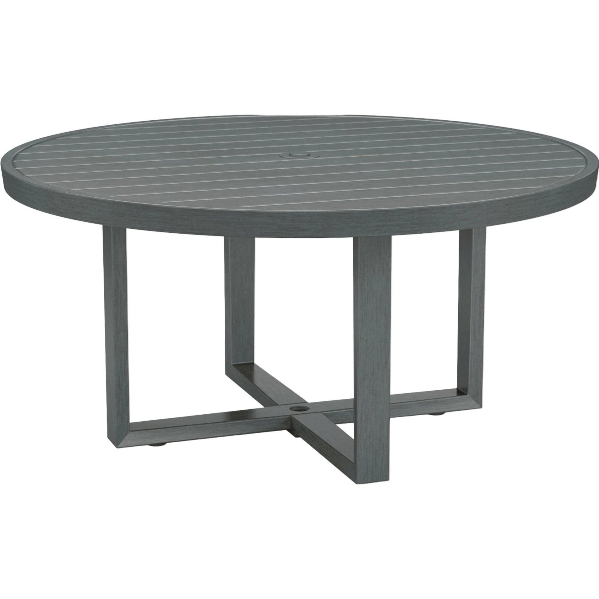 Redondo Outdoor 60" Round Dining Table by Sunset West in slate. Made from aluminum in a modern style.
