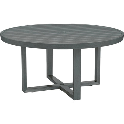 Redondo Outdoor 60" Round Dining Table by Sunset West in slate. Made from aluminum in a modern style.