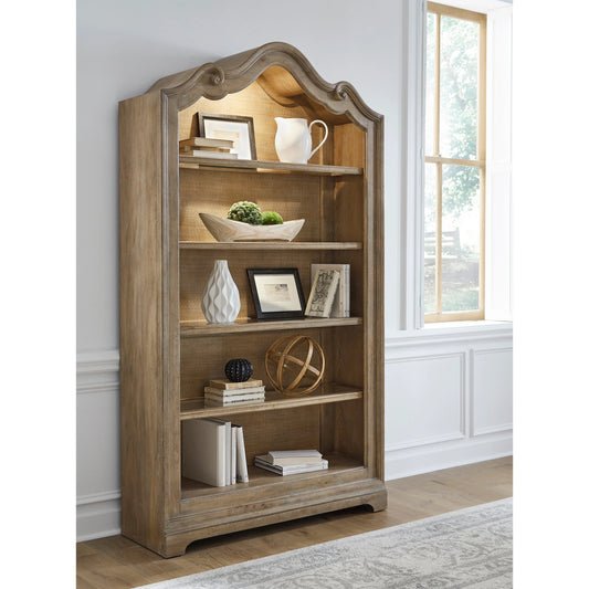 Weston Hills Bookcase by Pulaski Furniture in flax seed. Made from hardwood solids, hickory veneers in a traditional style.