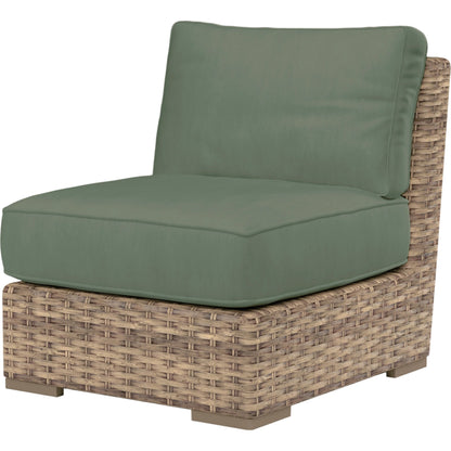 Havana Outdoor Armless Club Chair by Sunset West in tobacco. Made from resin wicker in a modern style.