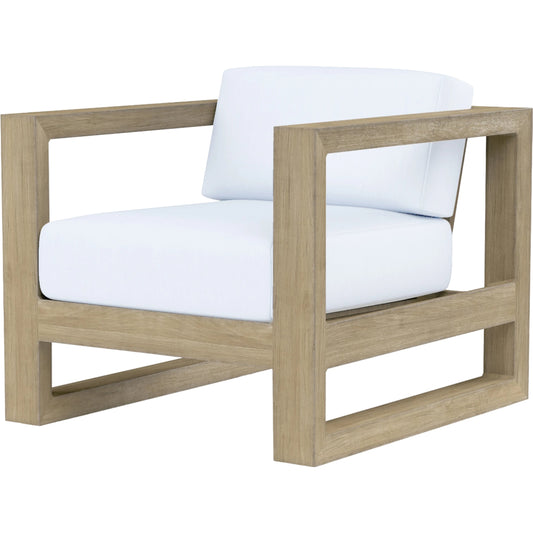 Coastal Outdoor Teak Club Chair by Sunset West. Made from teak in a modern style.
