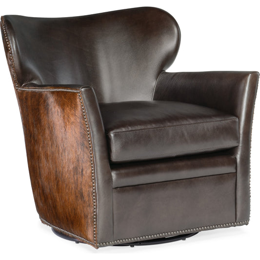 Kato Swivel Chair by Hooker Furniture. Made from leather in a traditional style.