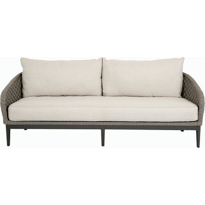 Marbella Outdoor Sofa by Sunset West in graphite. Made from olefin rope in a modern style.