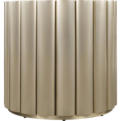 Melange Time Flies End Table by Hooker Furniture in champagne silver, gold metal. Made from metal, mirror in a modern style.