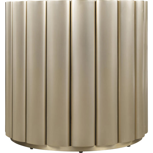 Melange Time Flies End Table by Hooker Furniture in champagne silver, gold metal. Made from metal, mirror in a modern style.