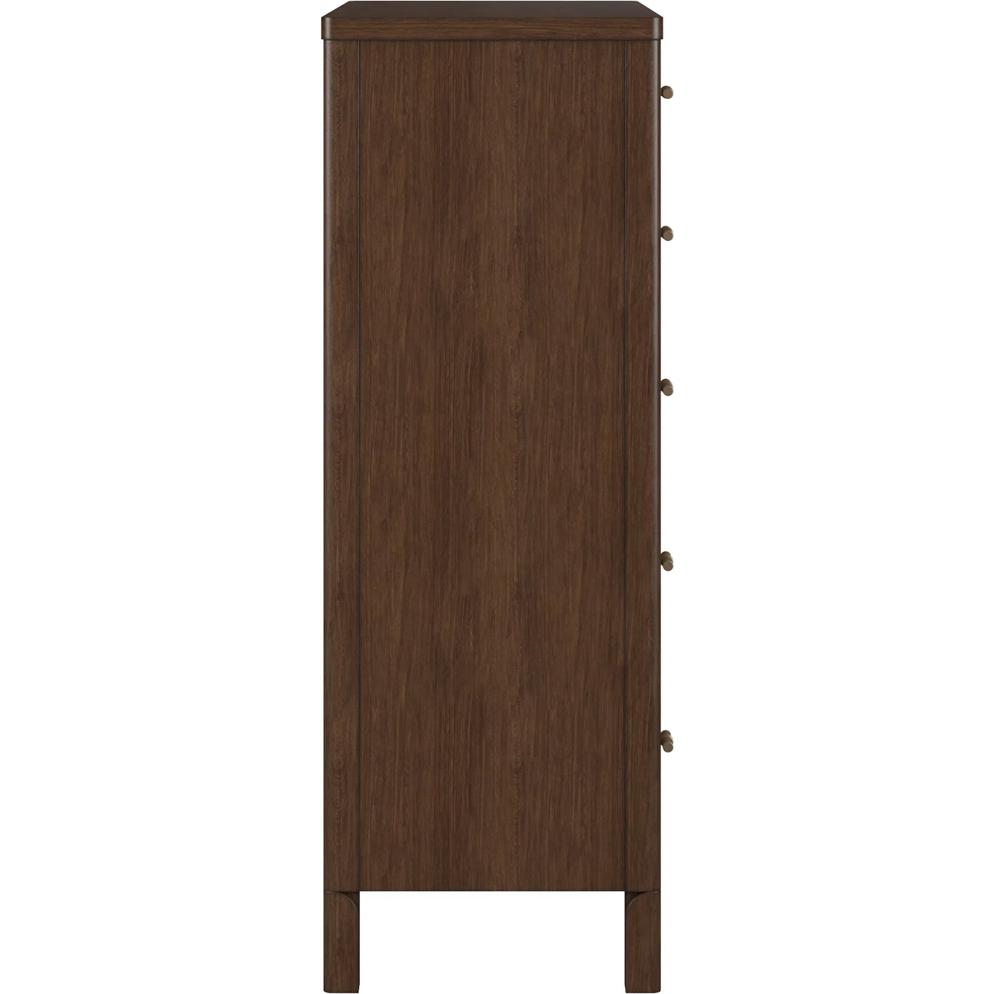 Verge 5 Drawer Chest by A.R.T. Furniture in handcrated walnut. Made from poplar solids, flat cut walnut veneers in a traditional style.