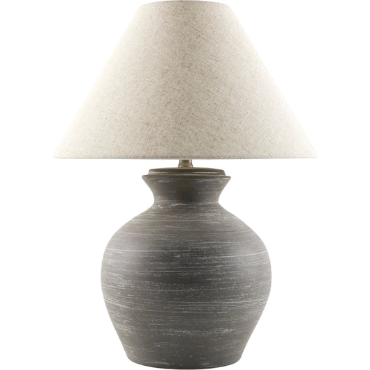Xenova Accent Table Lamp by Livabliss in translucent, metallic nickel, wheat, white, gray and plated, painted. Made from ceramic, linen, plastic, iron in a unique style.