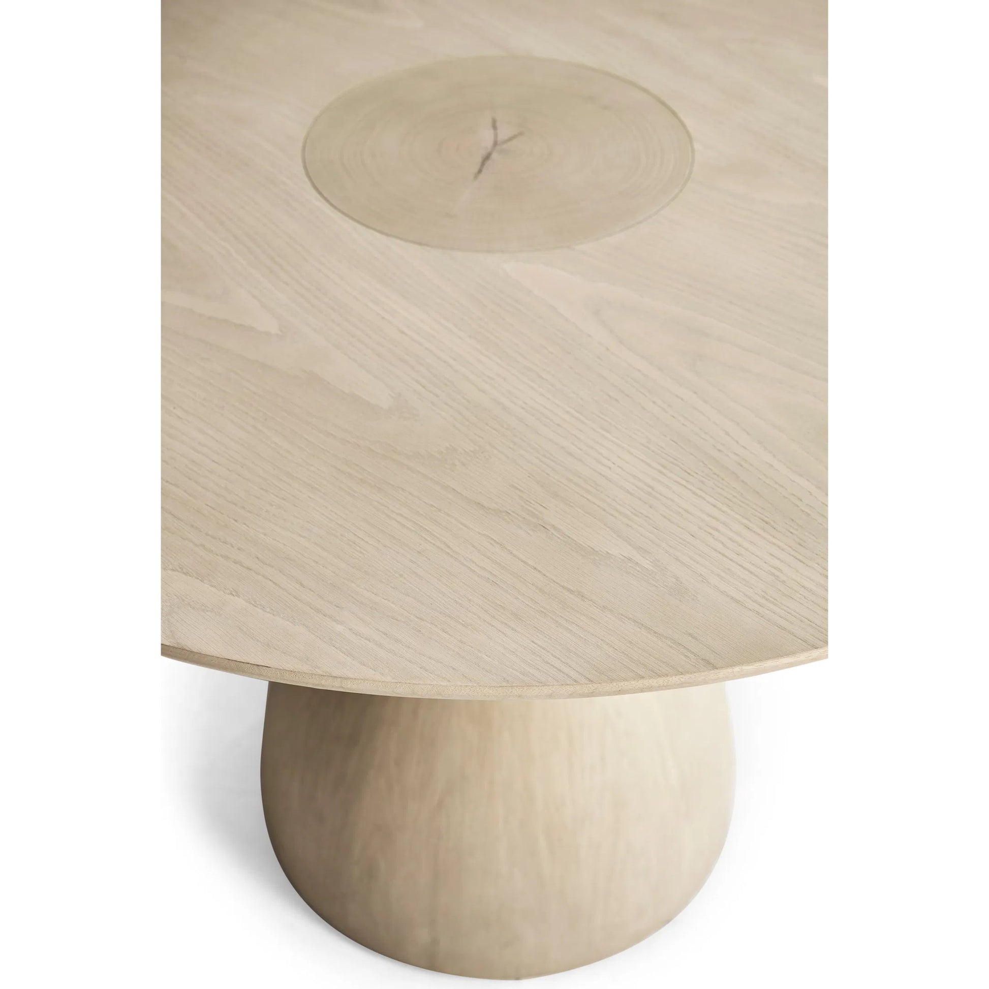 Water Seamount Oak Pedestal Table by Jonathan Charles in beige and bleached oak. Made from oak in a modern style.