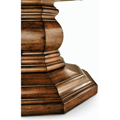 Casual Accents Country Walnut Round Extendable Dining Table 59" by Jonathan Charles in brown and country farmhouse walnut. Made from acacia in a traditional style.