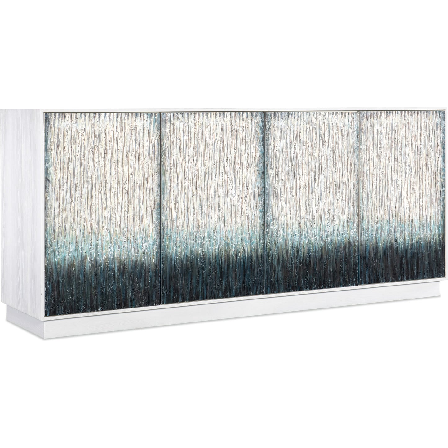 001 SI-2133591 | Primary Silo | Melange Mediterranean Entertainment Credenza by Hooker Furniture in white. Made from pine, maple veneers in a modern style.