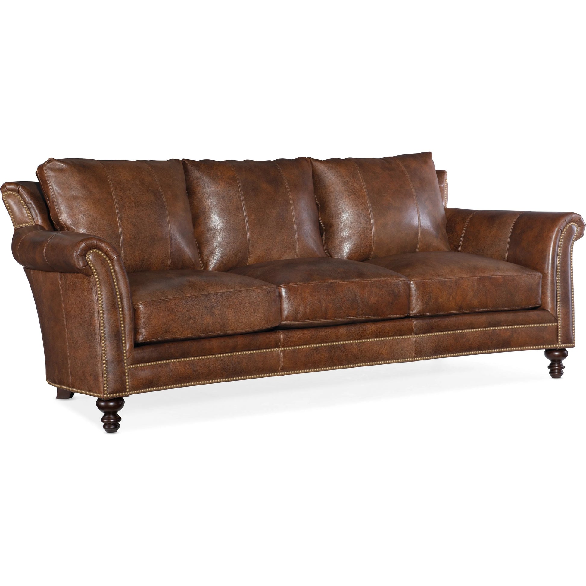 Richardson Stationary Sofa by Bradington-Young by Hooker Furniture. Made from 100% leather in a unique style.