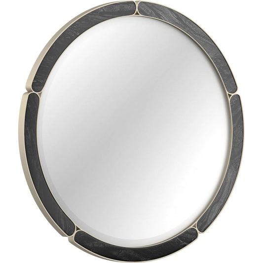 Cabochon Mirror by Caracole in whisper of gold. Made from metal, mirror, stone in a unique style.