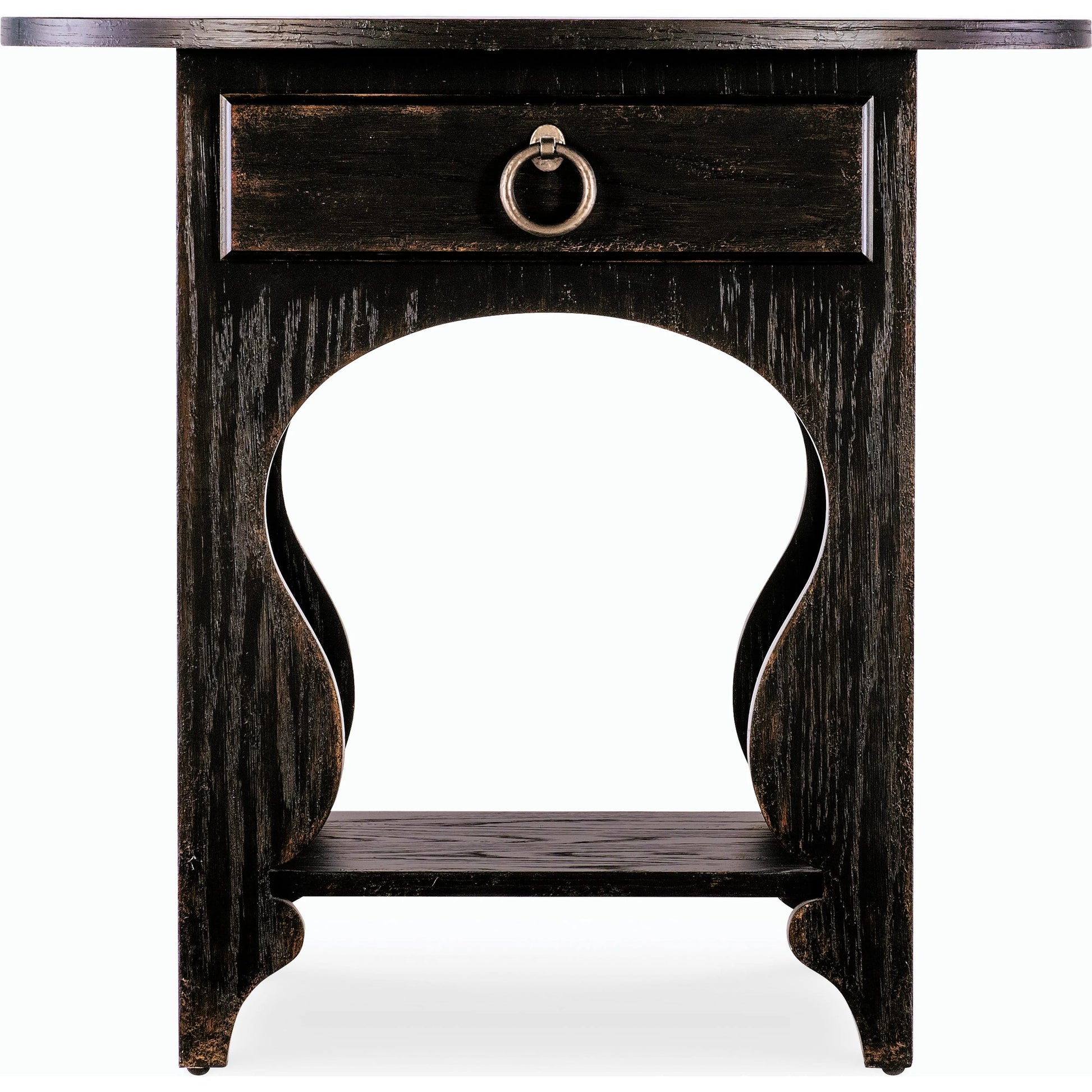Americana One-Drawer Oval Nightstand by Hooker Furniture. Made from oak veneers in a modern style.