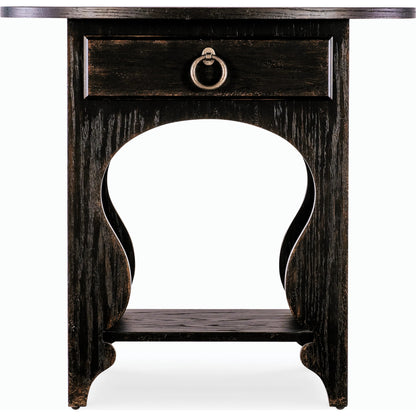 Americana One-Drawer Oval Nightstand by Hooker Furniture. Made from oak veneers in a modern style.