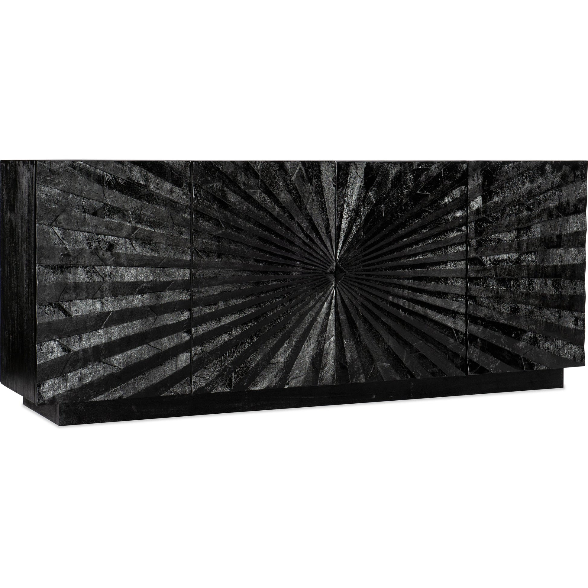 Commerce & Market Open Space Entertainment Console by Hooker Furniture in black. Made from mango solids in a modern style.
