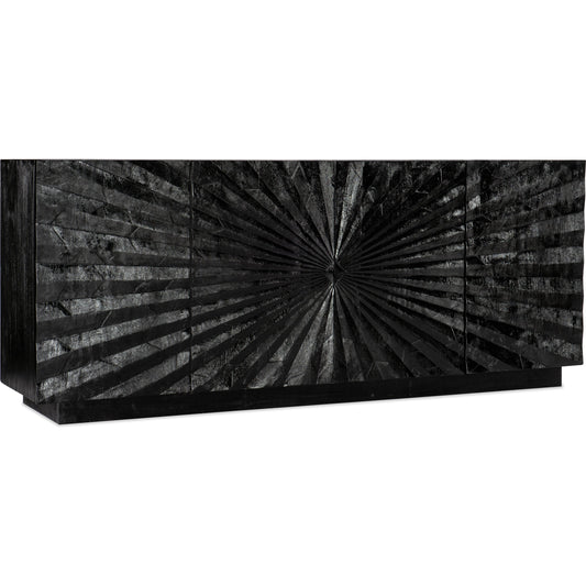 Commerce & Market Open Space Entertainment Console by Hooker Furniture in black. Made from mango solids in a modern style.