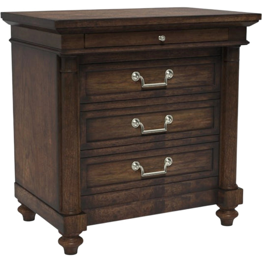 Artiste Nightstand by A.R.T. Furniture in brown and vintage cherry. Made from parawood solids & cherry veneer in a unique style.