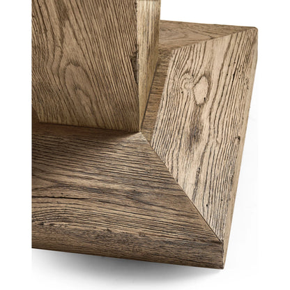Echo Canyon Square Marble Side Table by Jonathan Charles in faded oak. Made from oak veneer in a cottage & farmhouse style.