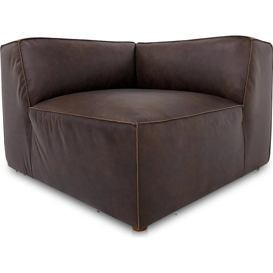 Form Corner Chair by Moe's Home Collection in espresso. Made from full top-grain leather, solid wood, plywood frame, high density foam, feather fill, zig zag spring support in a unique style.