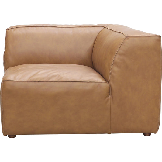 Form Corner Chair by Moe's Home Collection. Made from upholstery: full top-grain leather, solid wood, plywood frame, high density foam, feather fill, zig zag spring support in a modern style.