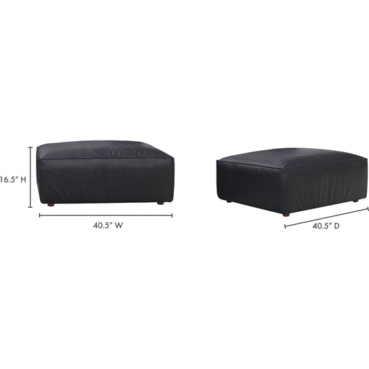 Form Ottoman by Moe's Home Collection. Made from upholstery: full top-grain leather, solid wood, plywood frame, high density foam, feather fill, zig zag spring support in a modern style.