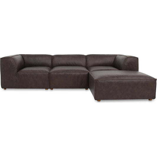Form Lounge Modular Sectional by Moe's Home Collection in espresso. Made from full top-grain leather, solid wood, plywood frame, high density foam, feather fill, zig zag spring support in a unique style.
