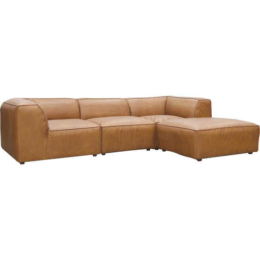 Form Lounge Modular Sectional by Moe's Home Collection. Made from upholstery: full top-grain leather, solid wood, plywood frame, high density foam, feather fill, zig zag spring support in a modern style.