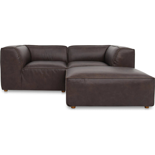 Form Nook Modular Sectional by Moe's Home Collection in espresso. Made from full top-grain leather, solid wood, plywood frame, high density foam, feather fill, zig zag spring support in a unique style.