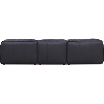 Form L Modular Sectional by Moe's Home Collection in black. Made from upholstery: full top-grain leather, solid wood, plywood frame, high density foam, feather fill, zig zag spring support in a modern style.