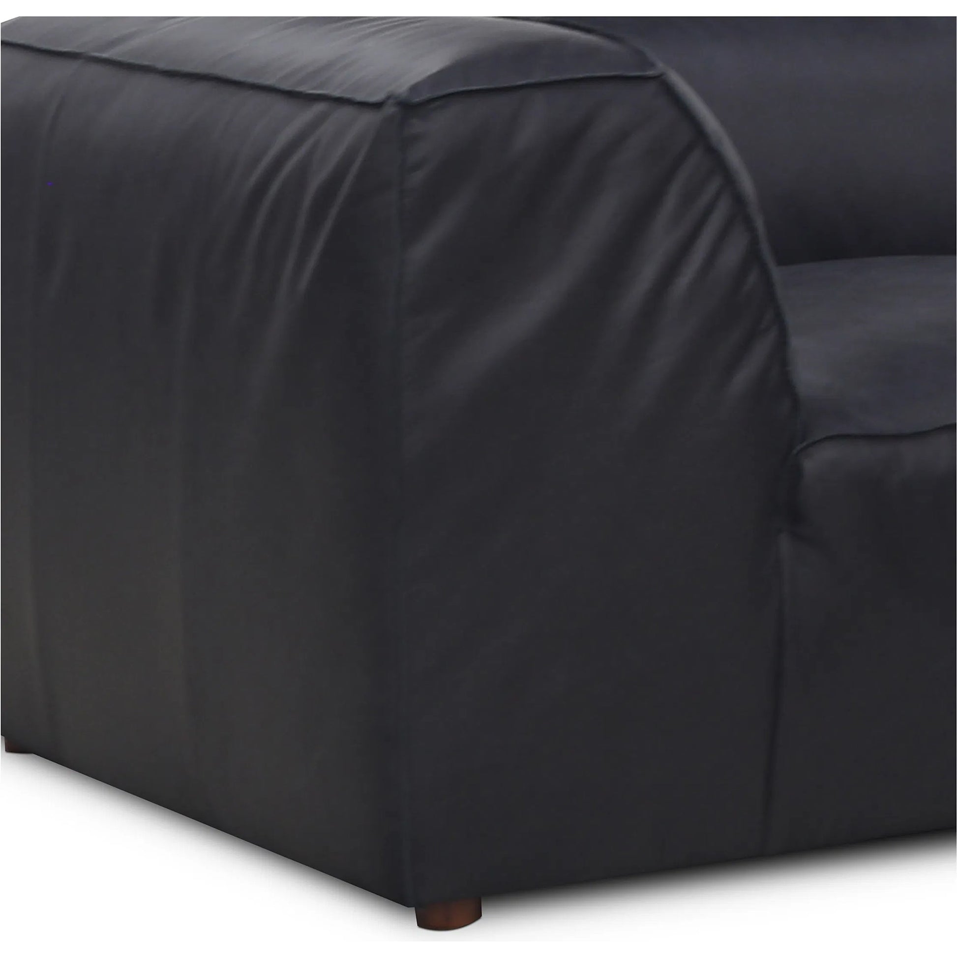 Form L Modular Sectional by Moe's Home Collection in black. Made from upholstery: full top-grain leather, solid wood, plywood frame, high density foam, feather fill, zig zag spring support in a modern style.