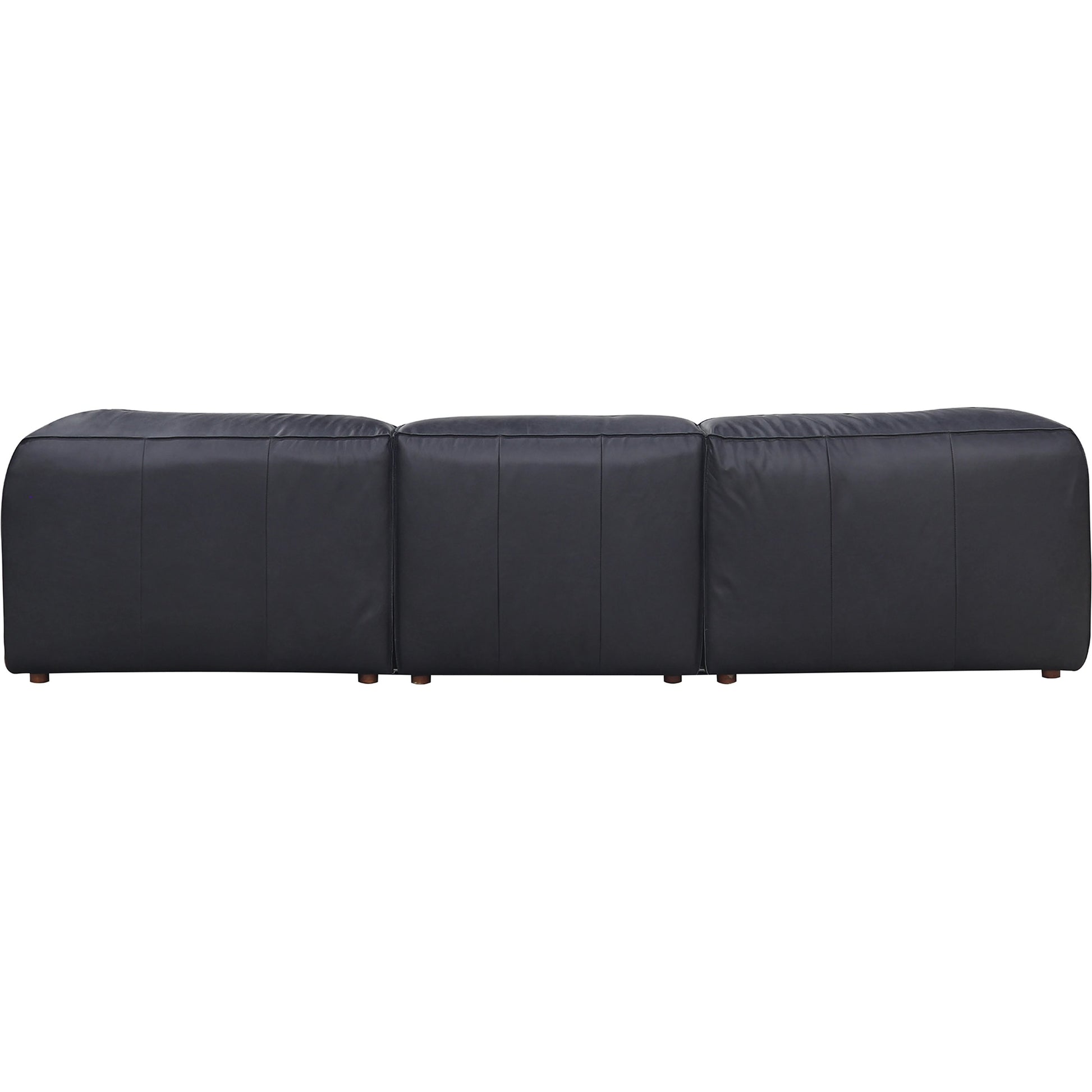 Form L Modular Sectional by Moe's Home Collection in black. Made from upholstery: full top-grain leather, solid wood, plywood frame, high density foam, feather fill, zig zag spring support in a modern style.