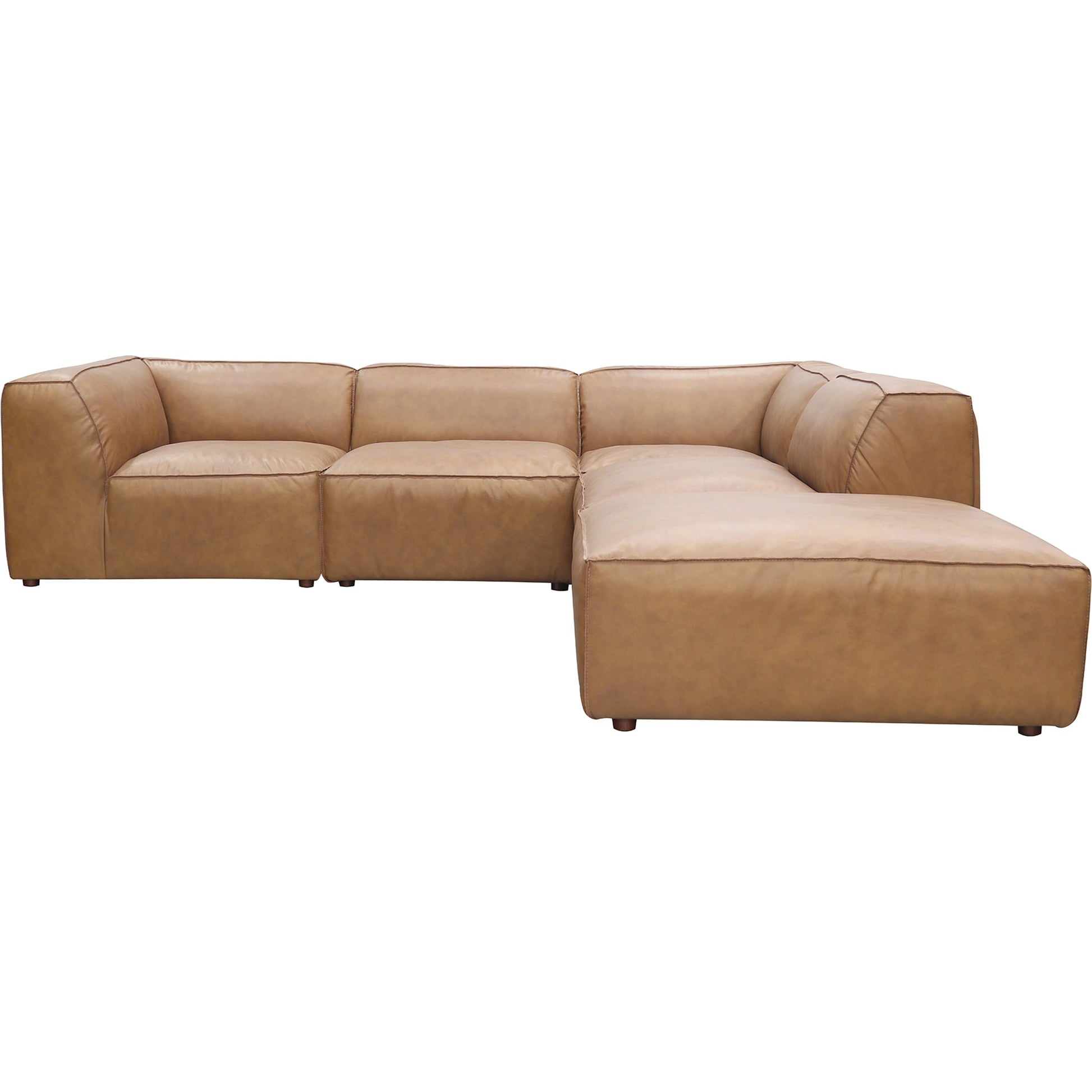 Form Classic L Modular Sectional by Moe's Home Collection in sonoran tan. Made from upholstery: full top-grain leather, solid wood, plywood frame, high density foam, feather fill, zig zag spring support in a modern style.