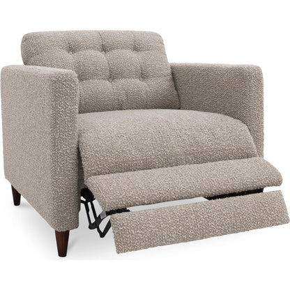 Bridgers Power Recliner Chair by Moe's Home Collection in tan leather. Made from upholstery: 100% top grain leather, high density foam, feather fill, solid red meranti wood frame, webbing seat, recliner: metal, okin motor