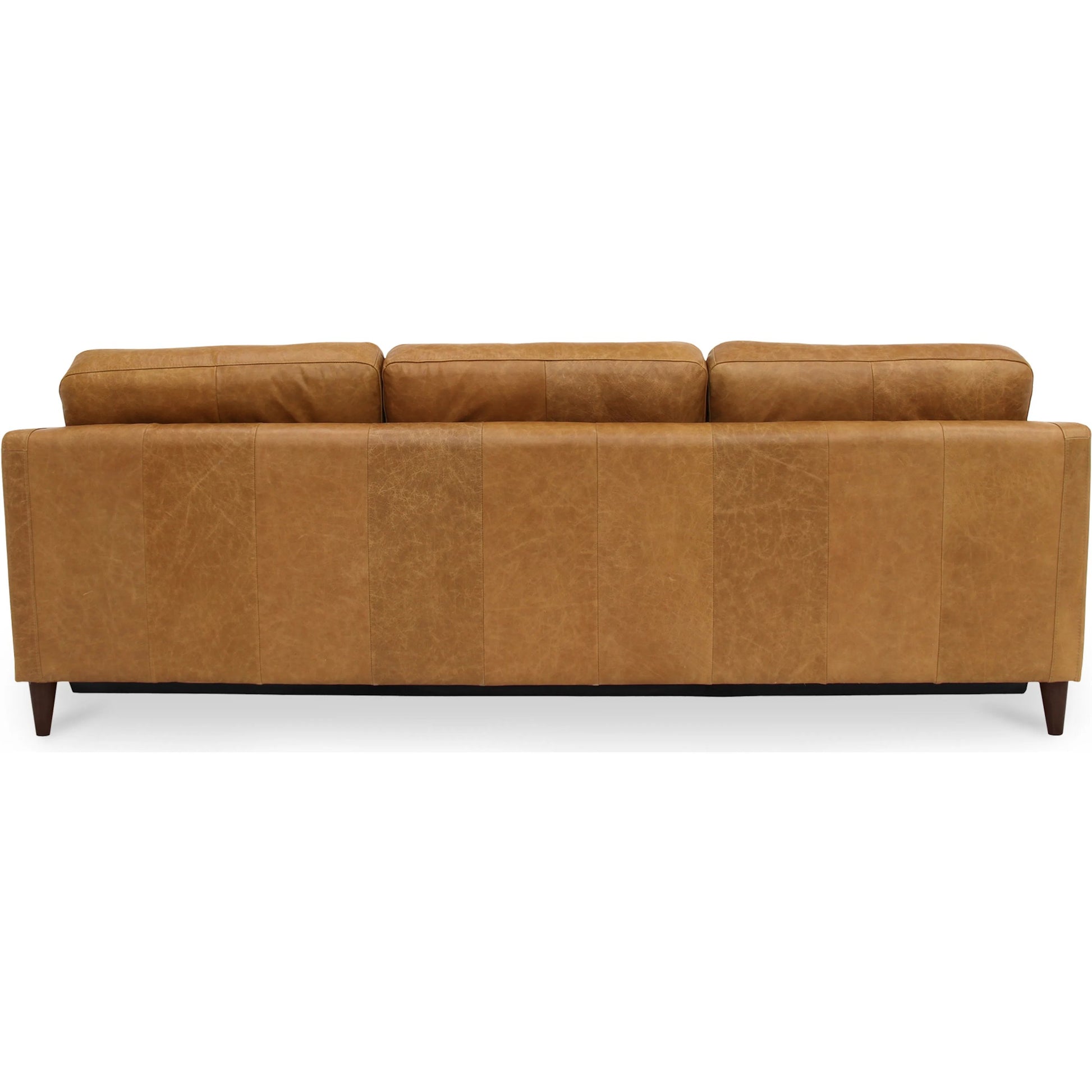 Bridgers Power Recliner Sofa by Moe's Home Collection in tan leather. Made from upholstery: 100% top grain leather, high density foam, feather fill, solid red meranti wood frame, webbing seat, recliner: metal, okin motor 