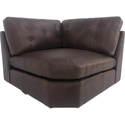 Thurlow Corner Chair by Moe's Home Collection in espresso. Made from upholstery: 100% top grain leather, high density foam, feather fill, solid red meranti wood frame, webbing seat in a unique style.