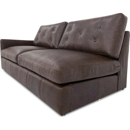 Thurlow Arm Facing Sofa by Moe's Home Collection in espresso. Made from upholstery: 100% top grain leather, high density foam, feather fill, solid red meranti wood frame, webbing seat in a unique style.