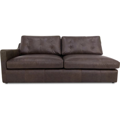 Thurlow Arm Facing Sofa by Moe's Home Collection in espresso. Made from upholstery: 100% top grain leather, high density foam, feather fill, solid red meranti wood frame, webbing seat in a unique style.