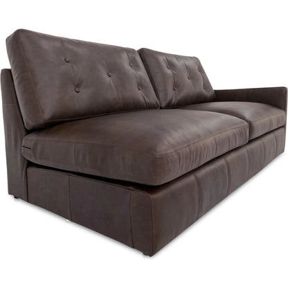 Thurlow Arm Facing Sofa by Moe's Home Collection in espresso. Made from upholstery: 100% top grain leather, high density foam, feather fill, solid red meranti wood frame, webbing seat in a unique style.