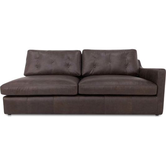 Thurlow Arm Facing Sofa by Moe's Home Collection in espresso. Made from upholstery: 100% top grain leather, high density foam, feather fill, solid red meranti wood frame, webbing seat in a unique style.