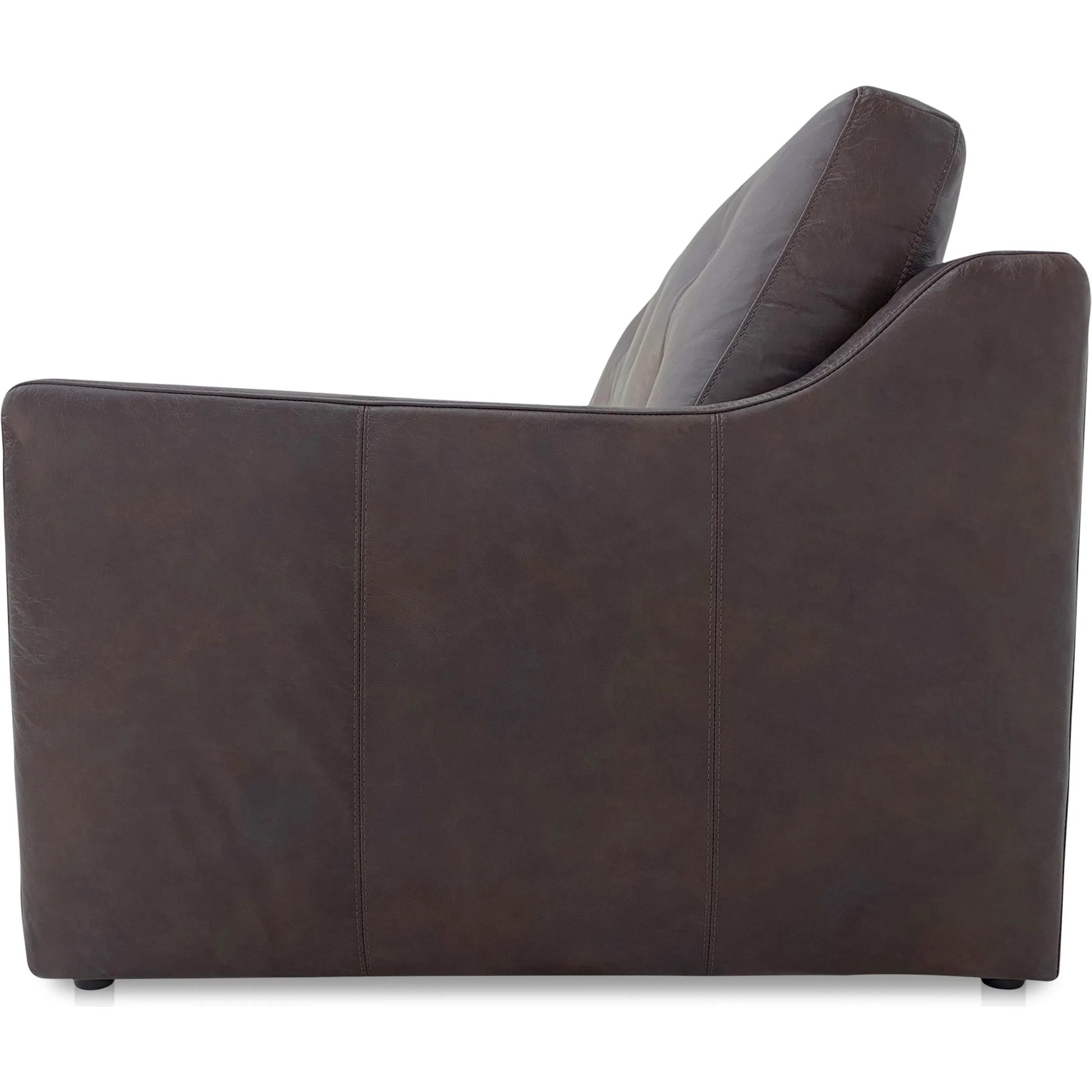 Thurlow Arm Facing Sofa by Moe's Home Collection in espresso. Made from upholstery: 100% top grain leather, high density foam, feather fill, solid red meranti wood frame, webbing seat in a unique style.
