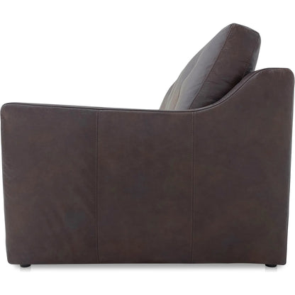 Thurlow Arm Facing Sofa by Moe's Home Collection in espresso. Made from upholstery: 100% top grain leather, high density foam, feather fill, solid red meranti wood frame, webbing seat in a unique style.