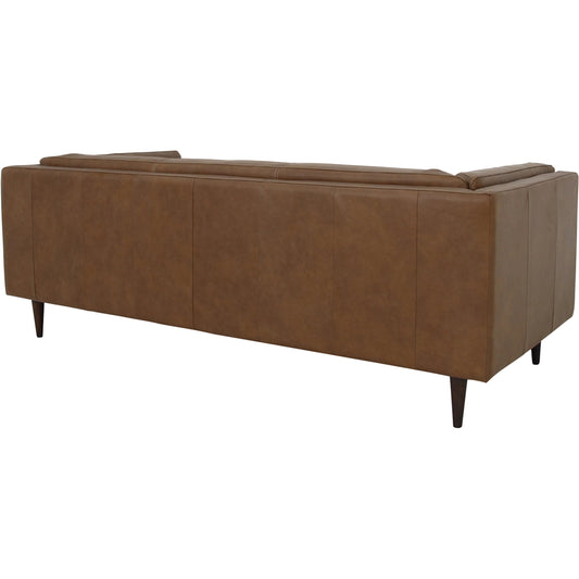 Woods Leather Sofa by Moe's Home Collection. Made from 100% top grain leather, high density foam seat, solid red meranti, plywood frame, webbing seat suspension in a unique style.
