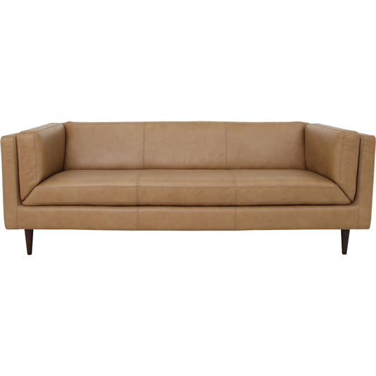 Woods Leather Sofa by Moe's Home Collection. Made from 100% top grain leather, high density foam seat, solid red meranti, plywood frame, webbing seat suspension in a unique style.