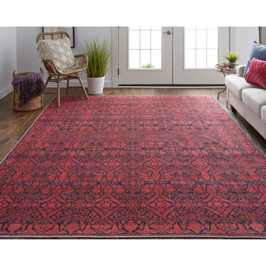 Voss Transitional Trellis & Lattice Rug - 39H6F by Feizy in red, black. Made from 100% polyester chenille in a unique style.