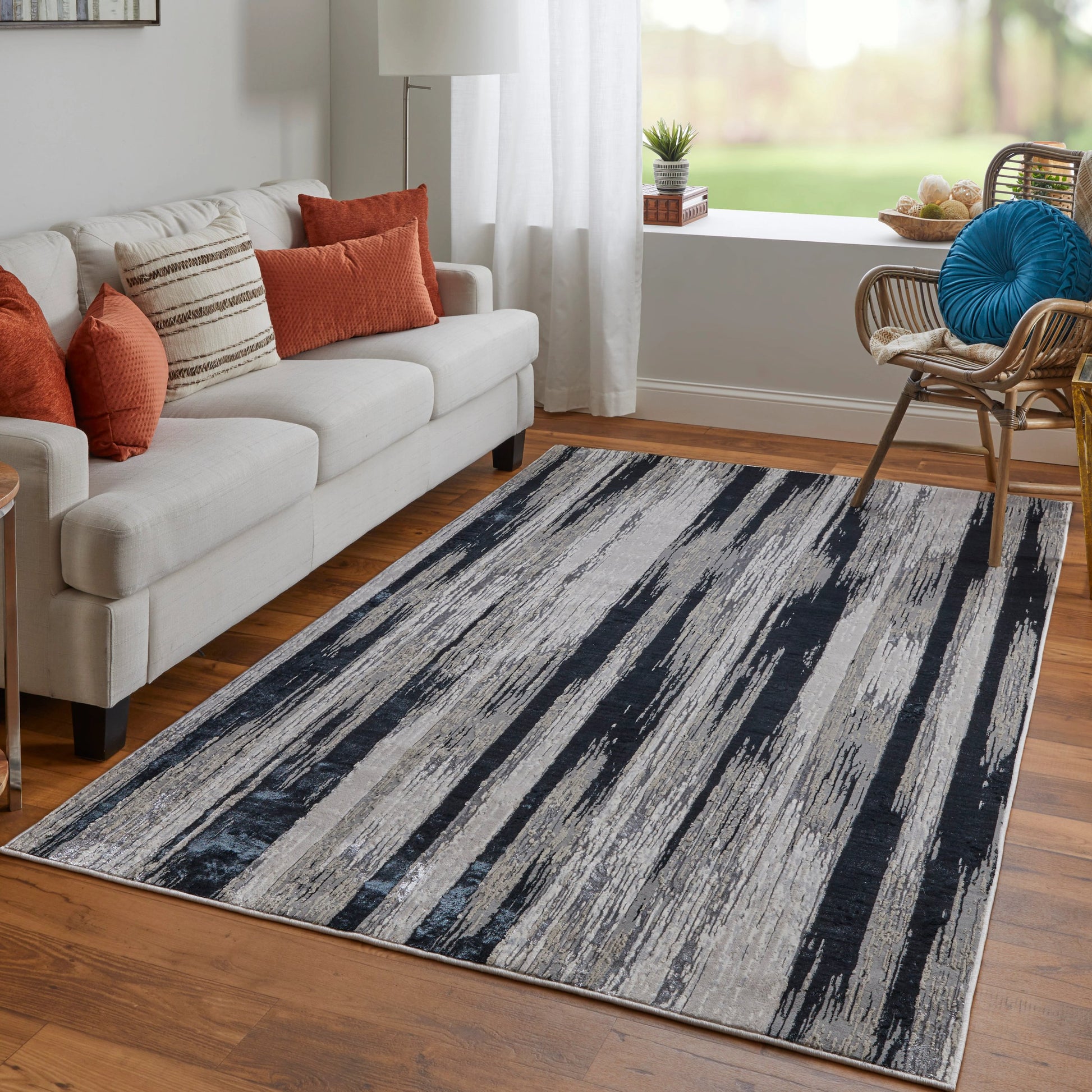 Micah Rug - 3338F by Feizy in black, silver, gray. Made from polyester, polypropylene in a unique style.