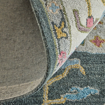 Springfield Traditional & Botanical SPF8A47F Rug by Feizy in gray, ivory, blue. Made from wool in a unique style.