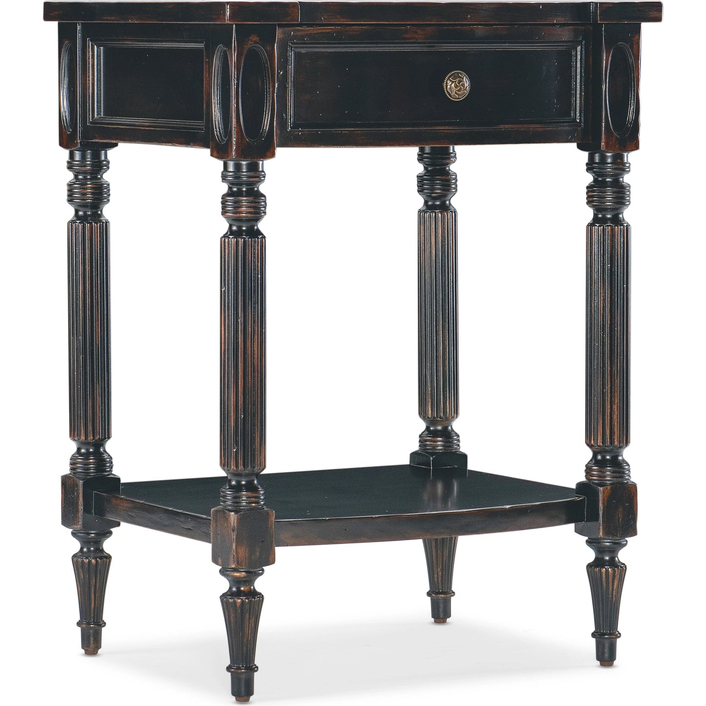 001 SI-2029044 | Primary Silo | Charleston One-Drawer Telephone Table by Hooker Furniture in black cherry. Made from cherry veneers in a traditional style.