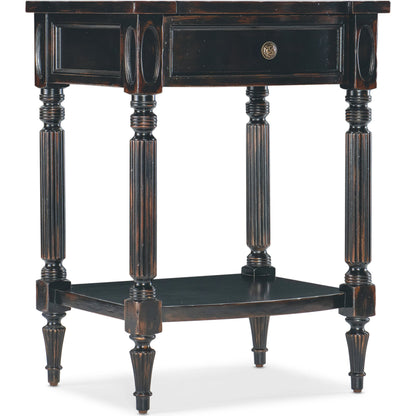 Charleston One-Drawer Telephone Table by Hooker Furniture in black cherry. Made from cherry veneers in a traditional style.