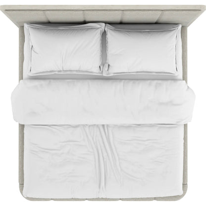 Ashlar Upholstered Panel Bed by A.R.T. Furniture in bisque, ecru. Made from parawood solids, birch veneers, foam, fabric in a transitional style.